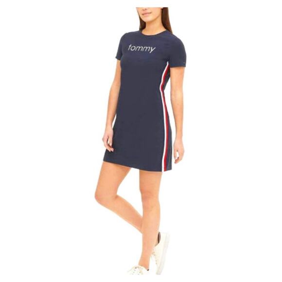 Tommy Hilfiger “Sky Captain" T‎ Shirt Dress Navy Embroidered Logo Size Small - Picture 1 of 7